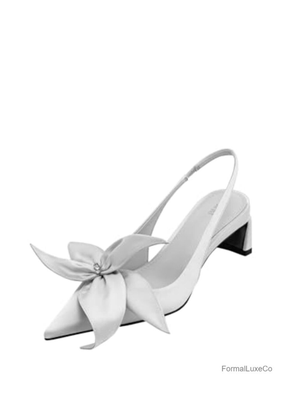 JW PEI Queena Satin Slingback Pumps with Floral Appliques